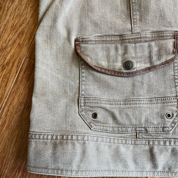 Lauren Jeans Co. Leather Trim Tan Denim Jacket, size 20W - Picture 8 of 10